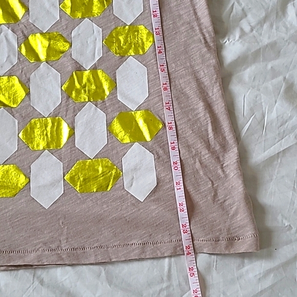 J Crew V-neck T-Shirt with Gold & White Embellishments, Size S - Picture 6 of 7